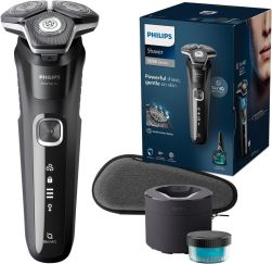 Philips Wet & Dry Shaver 5000 with SkinIQ Tech + Shave Heads, Charging & Cleaning Base 