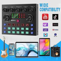 Remall V8S Audio Interface DJ Mixer V8 Live Sound Card for Streaming