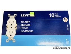 Leviton 5320-WMP 15 Amp, 125 Volt, Duplex Receptacle, 10-Pack, White
